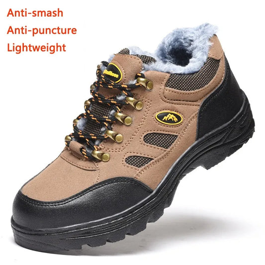 Zapatos de Seguridad 2023 Nuevos Zapatos de Seguridad de Invierno para Hombre, Felpa Abrigada, Alta Calidad, Trabajo al Aire Libre, Tallas Grandes, Sepatu Safety