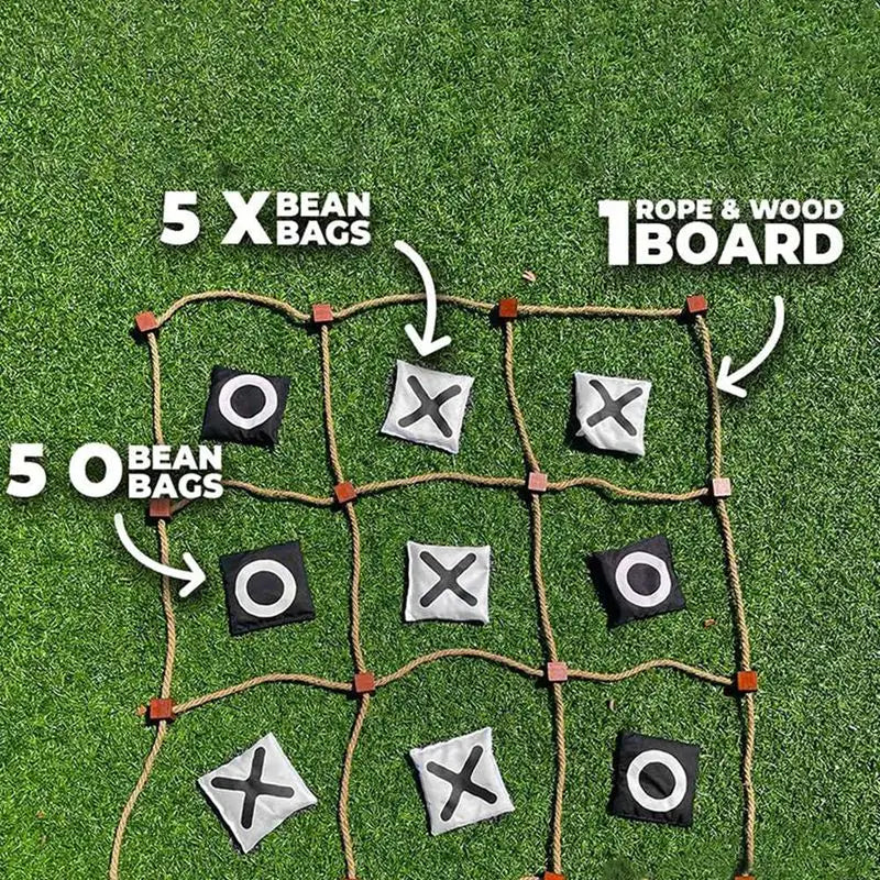 Juego gigante de tres en raya para exteriores, de instalación instantánea y sin ensamblaje, con lanzamiento de pufs, juegos gigantes de jardín para adultos.
