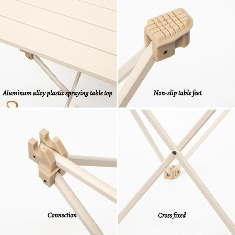 Mesa de camping plegable ultraligera, portátil, para exteriores, para cenar, picnic, barbacoa, ocio, muebles de almacenamiento para exteriores.