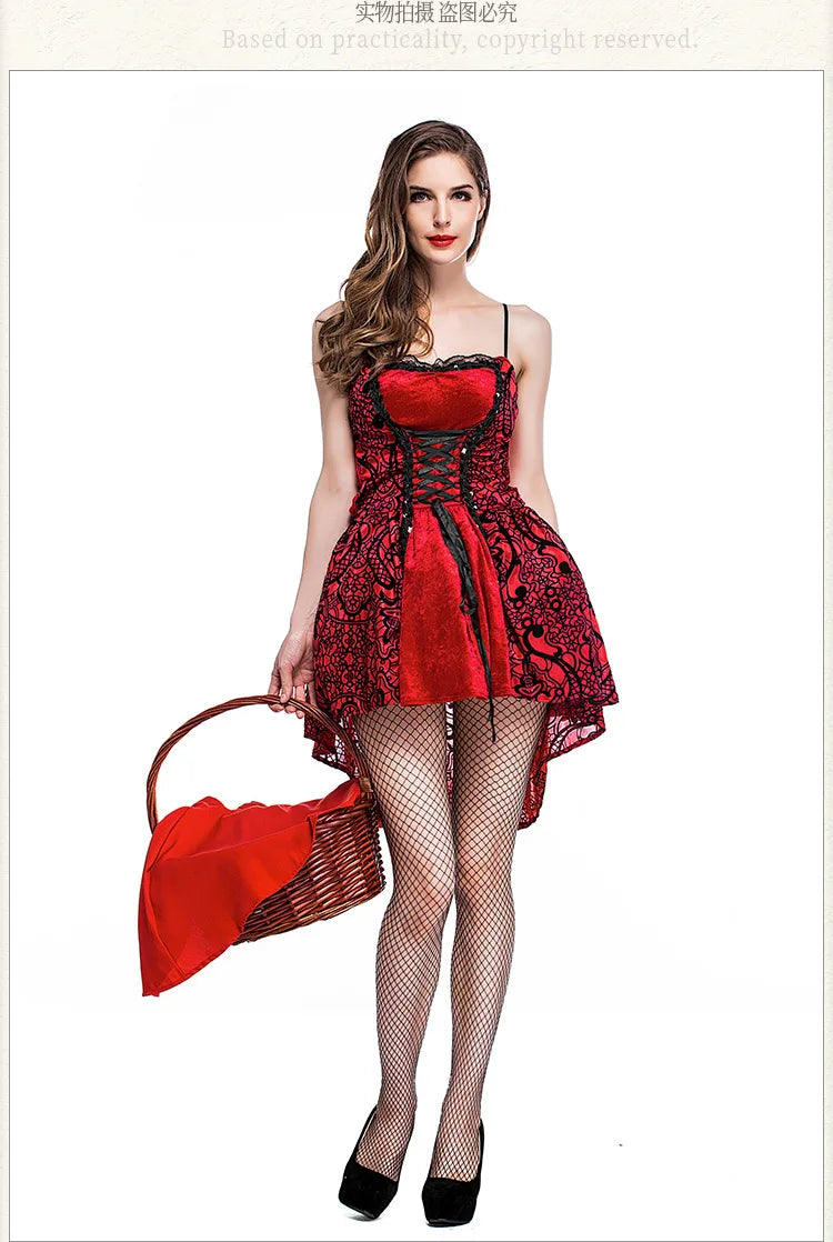 Halloween costume Goth little Red Riding Hood club queen costume cosplay costume stage dress
