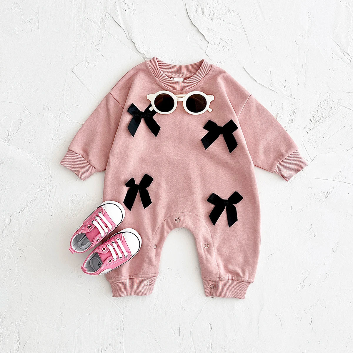 Ropa para bebé recién nacido, mono con lazo para bebé, primavera y otoño, pelele de algodón para niños pequeños de 0 a 18 meses