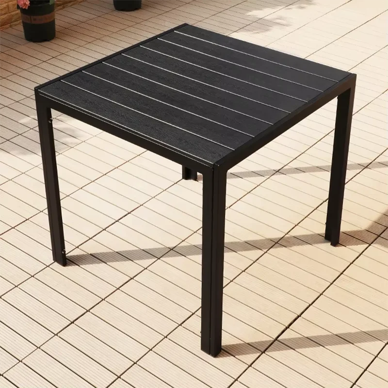Mesa redonda/cuadrada para exterior, mesa de jardín, mesa de comedor moderna de madera y plástico, mesa larga para exteriores, ocio, patio, villa