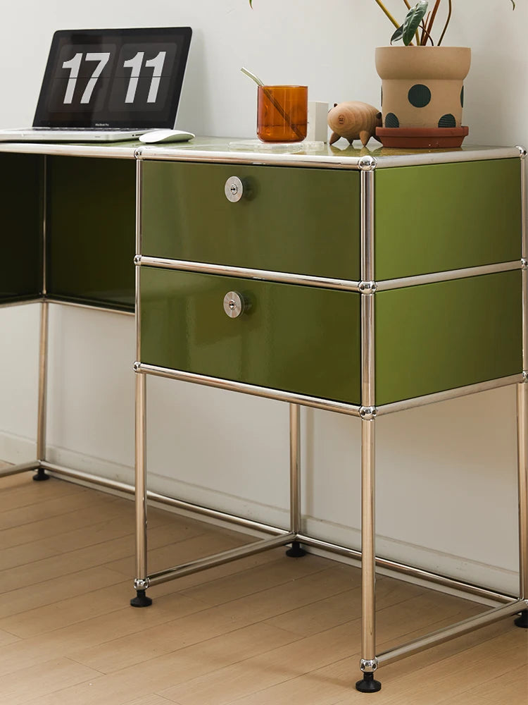 Escritorio modular moderno de metal con armario de almacenamiento, escritorio de pie, escritorio de oficina, mesa de computadora, escritorios de habitación