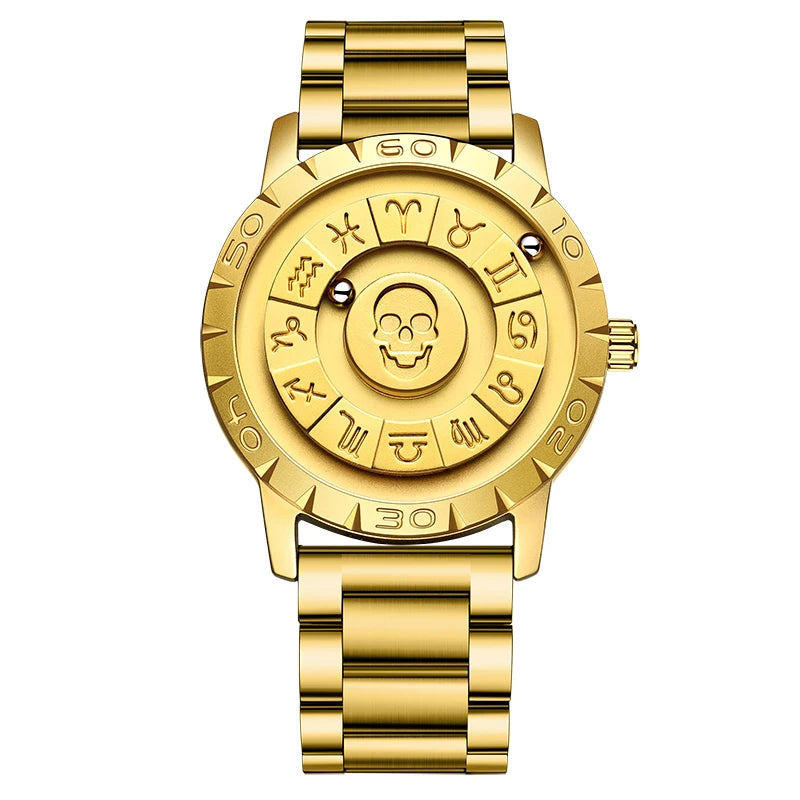 Nuevo reloj de lujo para hombre de la marca original FOXBOX, a la moda, con calavera, puntero deslizante, fuerza magnética, impermeable, de cuarzo.