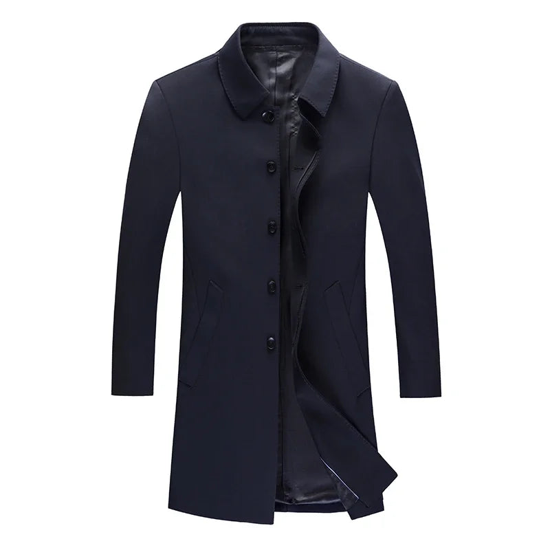Autumn Winter Men Trench Coat Business Fashio Casual Male Jackets Slim Comfort Warm Windproof Top Trend Streetwear Outerwear New