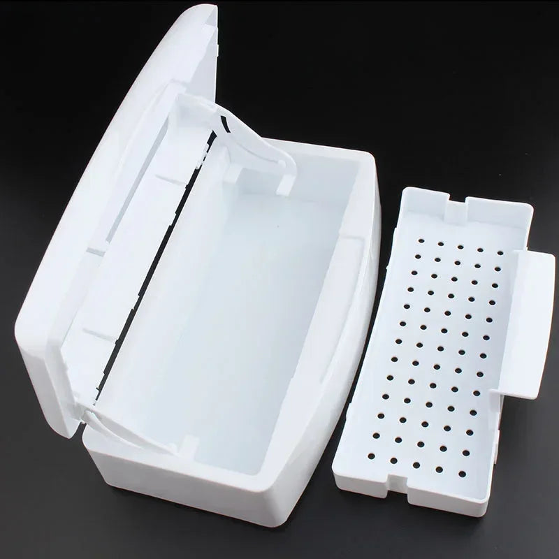 Bandeja esterilizadora de uñas, caja de desinfección, esterilización, limpieza de uñas, salón de manicura, implementos, desinfección, herramientas, equipo, limpiador de herramientas