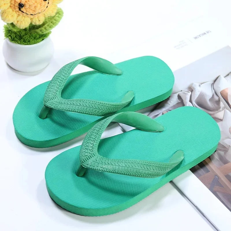 Chanclas de verano para niños 2025, zapatillas de playa de colores brillantes, zapatillas de casa unisex, material EVA de color puro
