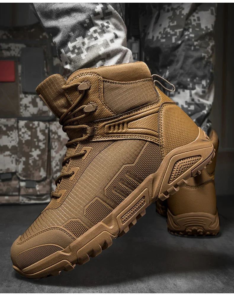 2024Men's Boots Outdoor Tactical mid-waist Boot Men's Hiking Shoes Non-slip Desert Combat Boots Men's Solid Color Snow Boots New
