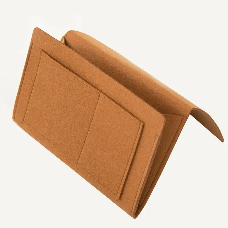 Bolsa de almacenamiento de fieltro para colgar en el dormitorio, cama, sofá, alfombra, para guardar CD, revistas, papelería, teléfonos móviles y artículos diversos.