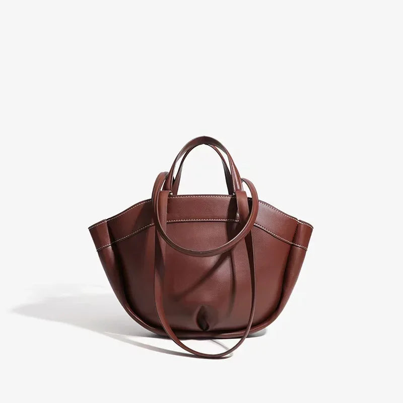 Bolso de mano marrón de gran capacidad y moda ZA, bolso de mano de un solo hombro de cuero sintético de fibra súper suave para desplazamientos y compras