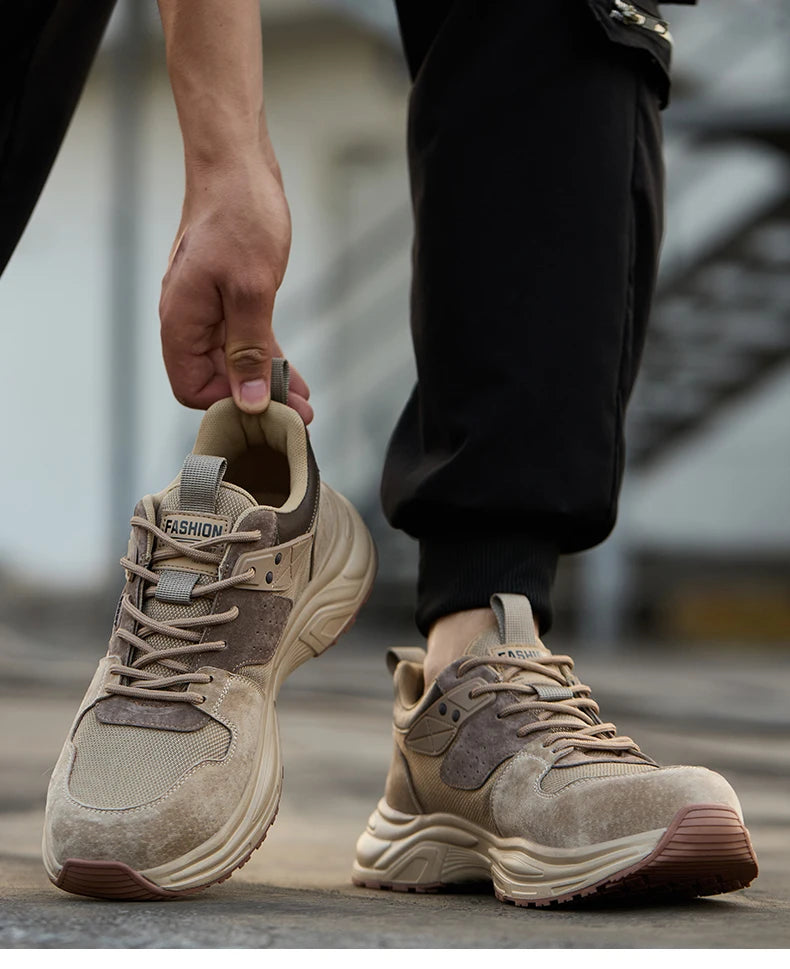 Zapato de trabajo antiperforación para hombre, zapatillas de trabajo de seguridad transpirables con puntera de acero, zapatos indestructibles, botas de trabajo transpirables.