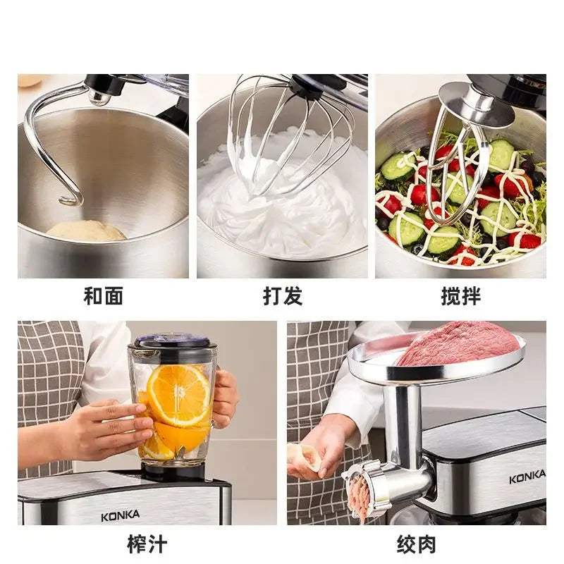 Máquina de chef multifuncional, mezcladora de masa totalmente automática con temporizador inteligente, batidora de huevos de escritorio para el hogar, comercial