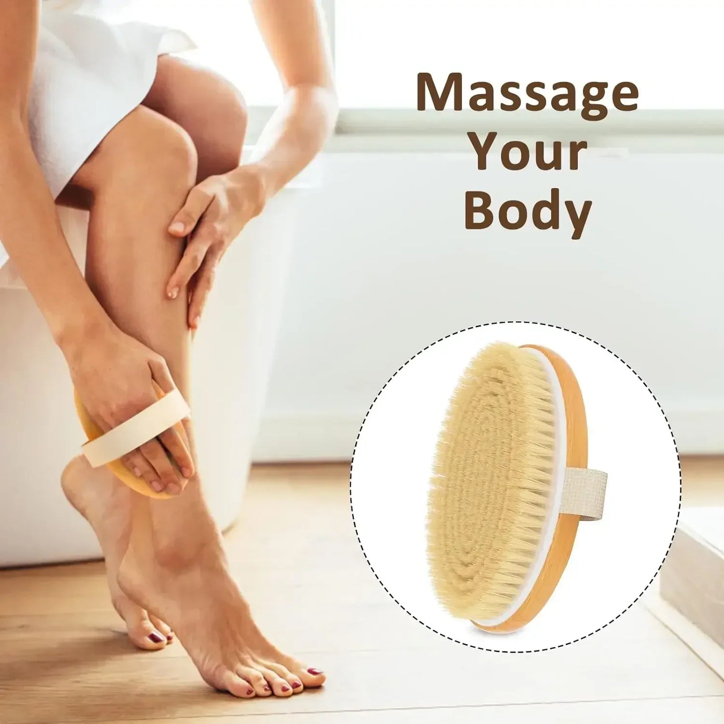 Cepillo corporal exfoliante cerdas naturales | Piel seca | Mejora la circulación, evita pelos encarnados | limpieza profunda