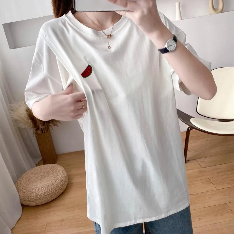 Camiseta de maternidad para lactancia, 98 % algodón, para embarazadas, verano