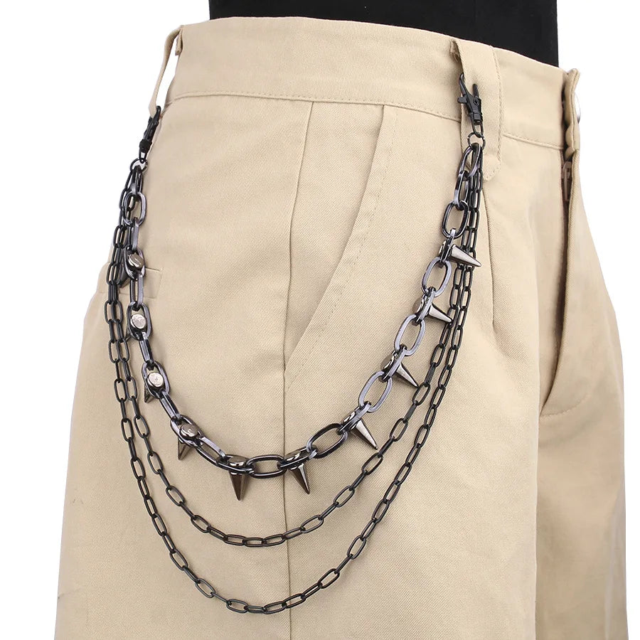 Cadena para pantalones de hip hop, punk, rock, metal, para hombre y mujer, llavero para pantalones, cartera, llavero para vaqueros, joyería unisex de hip hop, regalo.
