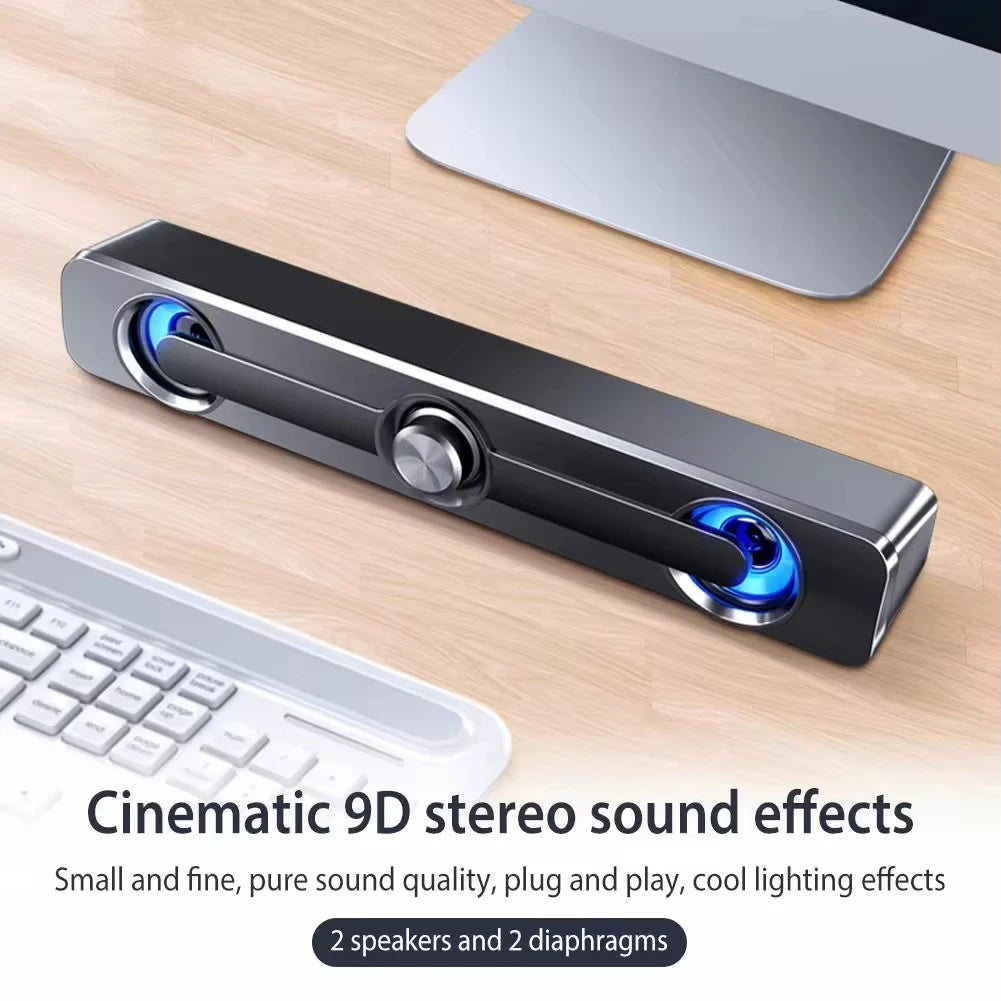 Barra de sonido Bluetooth con cable USB, altavoces estéreo para proyector, PC, portátil, teléfono, ordenador, altavoz auxiliar de 3,5 mm