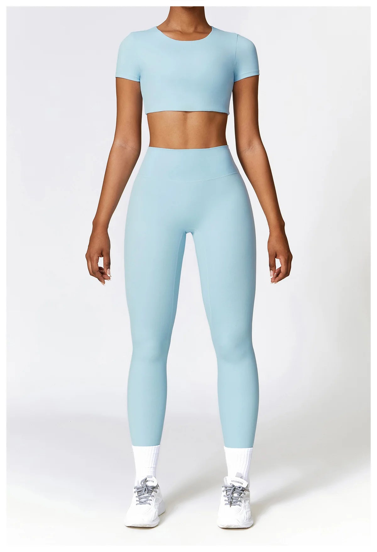 2PCS Seamless Yoga Set Women Workout Set Sportswear Gym Clothing Fitness Long Sleeve Crop Top High Waist Leggings Sports Suits