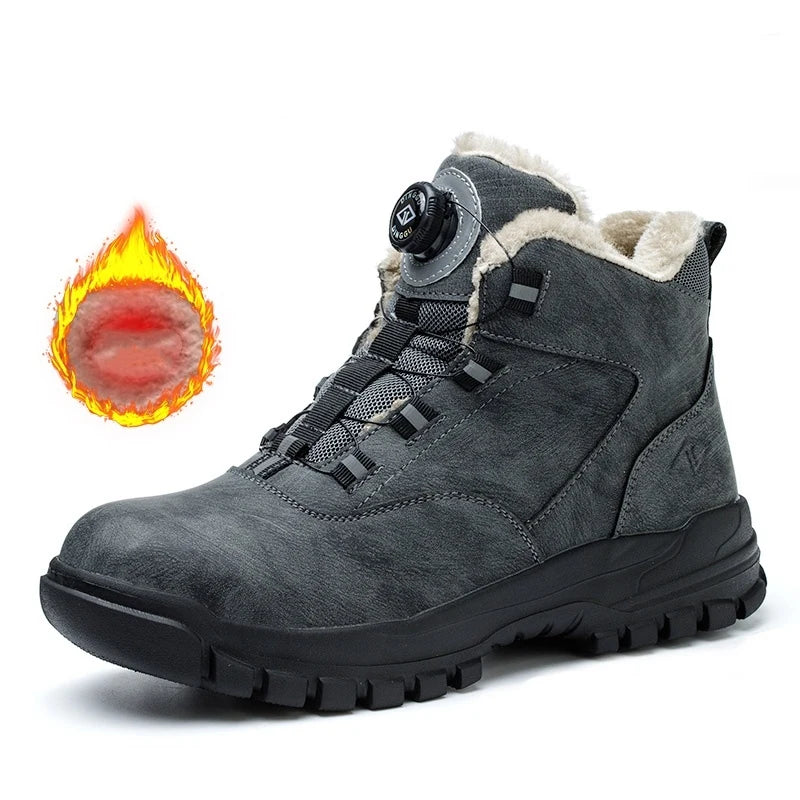 Zapatos de seguridad con botones giratorios para hombre, botas de trabajo impermeables, antigolpes, antipinchazos, protectores, ligeros, para otoño e invierno.