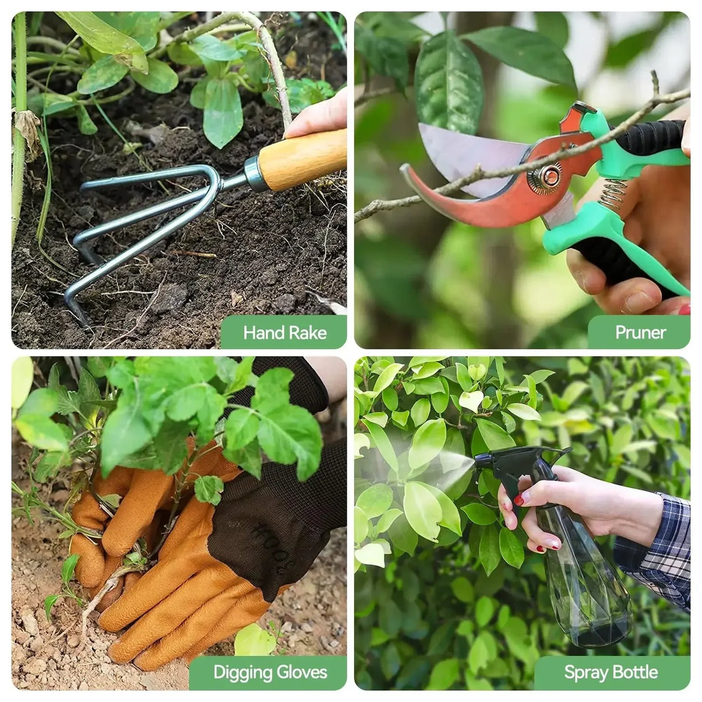 Herramientas de jardinería de 9 piezas, herramientas manuales resistentes para jardinería, bolso organizador duradero, juego de herramientas de jardinería combinadas a prueba de óxido