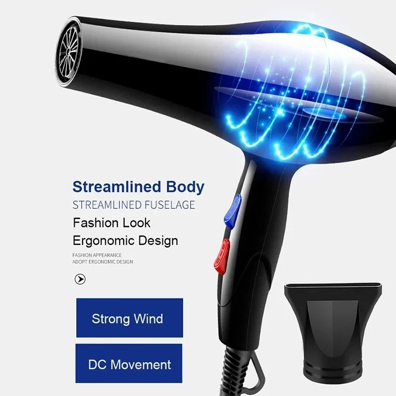 Secador de pelo profesional de 2200 W, potente, de calentamiento rápido, con ajuste de frío y calor, con aire iónico y colector de aire.