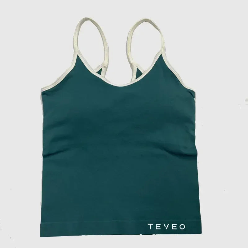 TEVEO - Pantalones cortos deportivos de yoga para mujer, pantalones deportivos elásticos para fitness y ciclismo, conjunto de sujetador de yoga corto Ignite Sculpt Scrunch, leggings