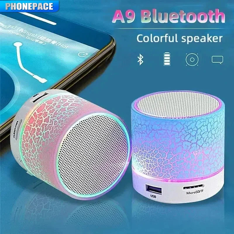 Mini altavoz Bluetooth inalámbrico con LED, tarjeta SD, subwoofer USB, columna de sonido de música MP3 portátil para PC y teléfono móvil