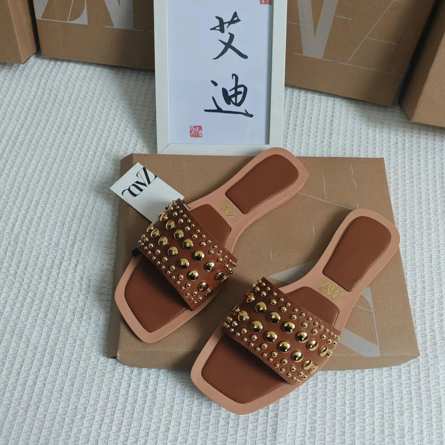 Sandalias planas para mujer de talla grande más vendidas, versión mejorada sintética ZAR, calzado informal cómodo y sin cordones.