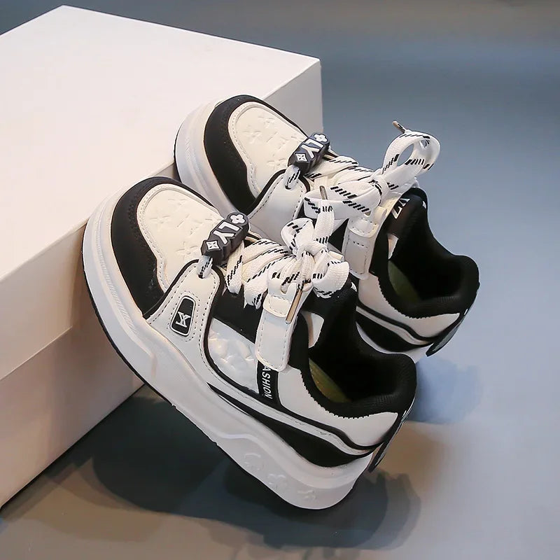 Zapatos para niños, zapatillas de correr antideslizantes, suela suave, cómodas, informales, planas, blancas