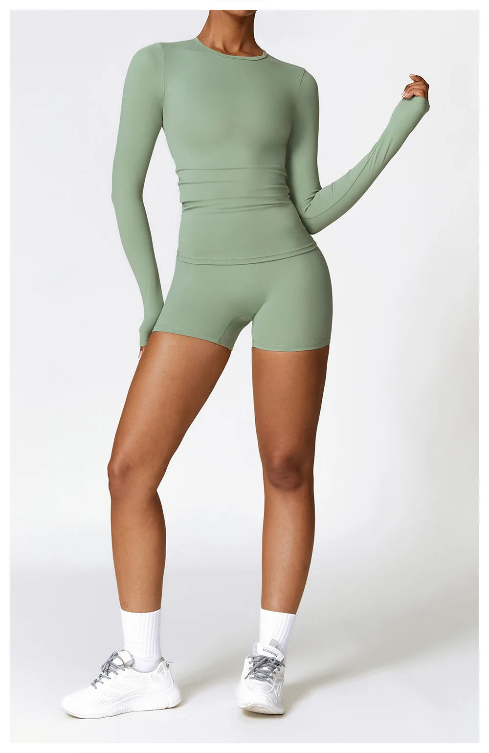 2PCS Seamless Yoga Set Women Workout Set Sportswear Gym Clothing Fitness Long Sleeve Crop Top High Waist Leggings Sports Suits
