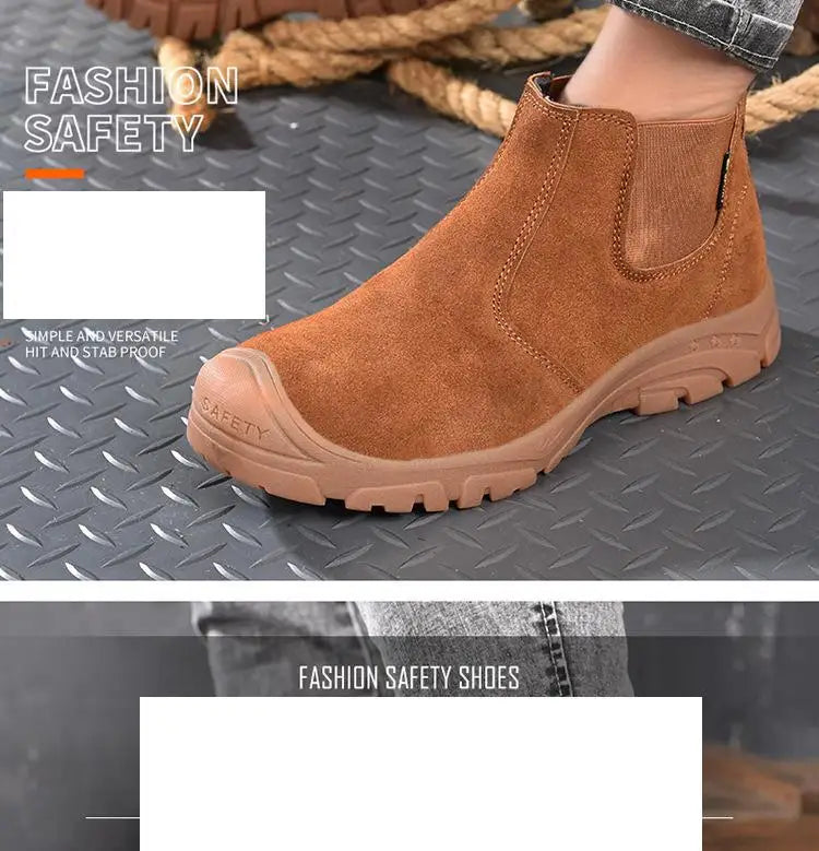 Anti Smashing And Anti Piercing Suede Safety Shoes Men's Steel Toe Cap Protection Work Shoes Fashion Scarpe Antinfortunistiche