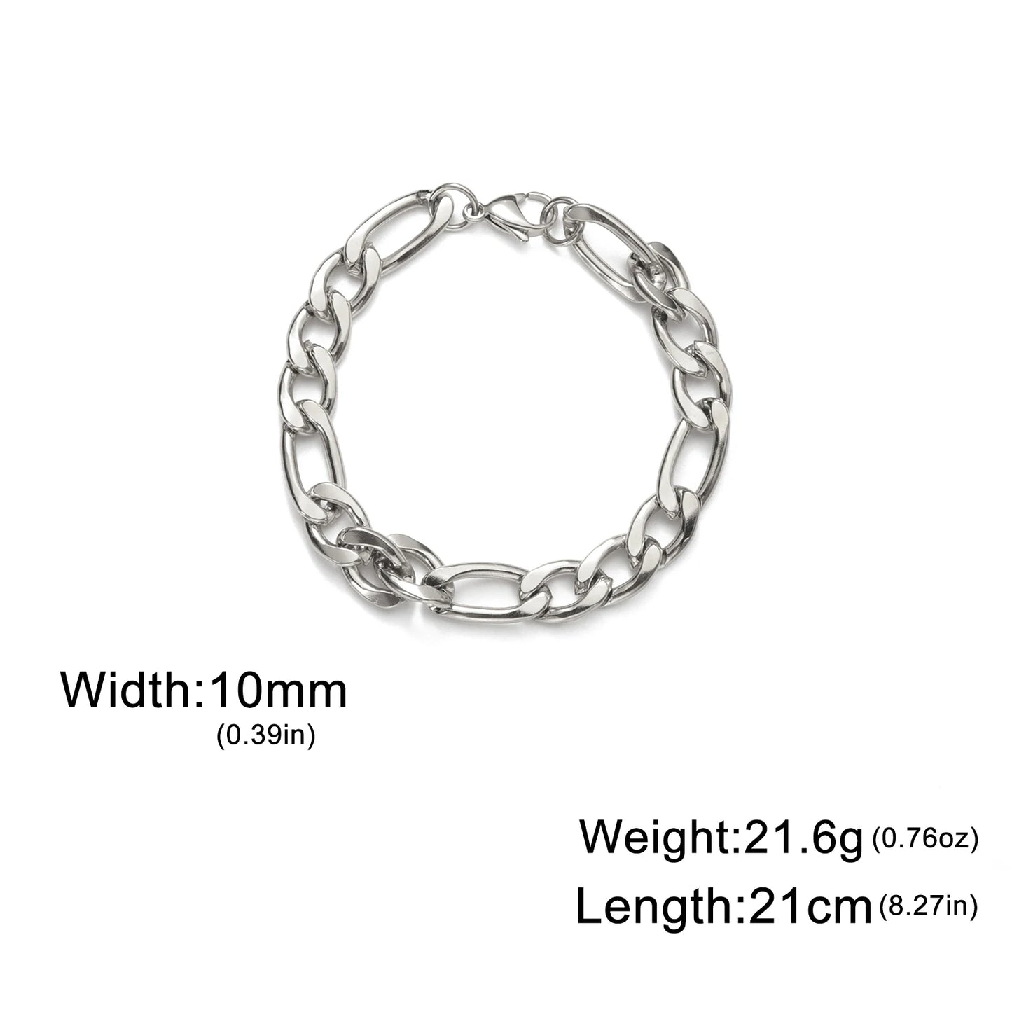 Pulsera de cadena Figaro sencilla para mujer, hombre, pareja, joyería para niño, color dorado, acero inoxidable, tendencia, moda punk, hip pop, regalo