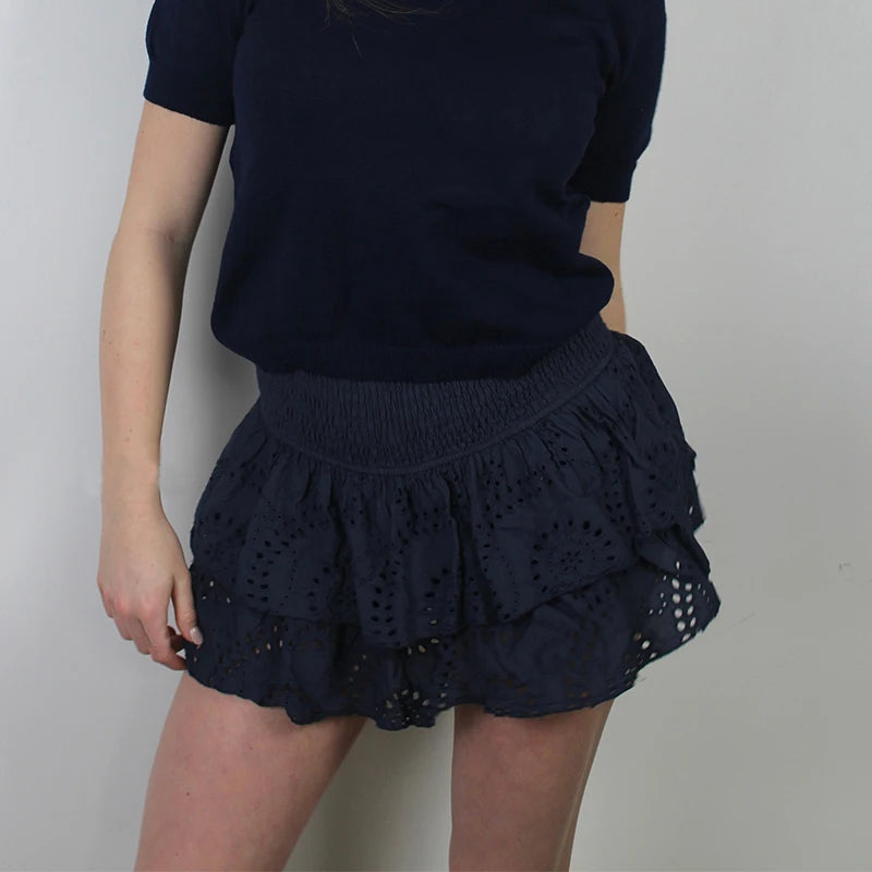 Minifaldas plisadas con capas y volantes estilo Y2K para mujer, estilo bohemio playero, estilo kawaii, con fruncido en forma de A, para adolescentes