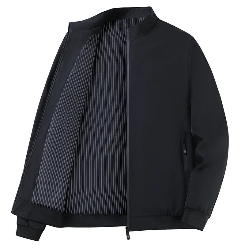 Chaqueta de otoño transfronteriza para hombre, color liso, juvenil, otoño/invierno, con cuello alto, informal, versátil y de negocios.