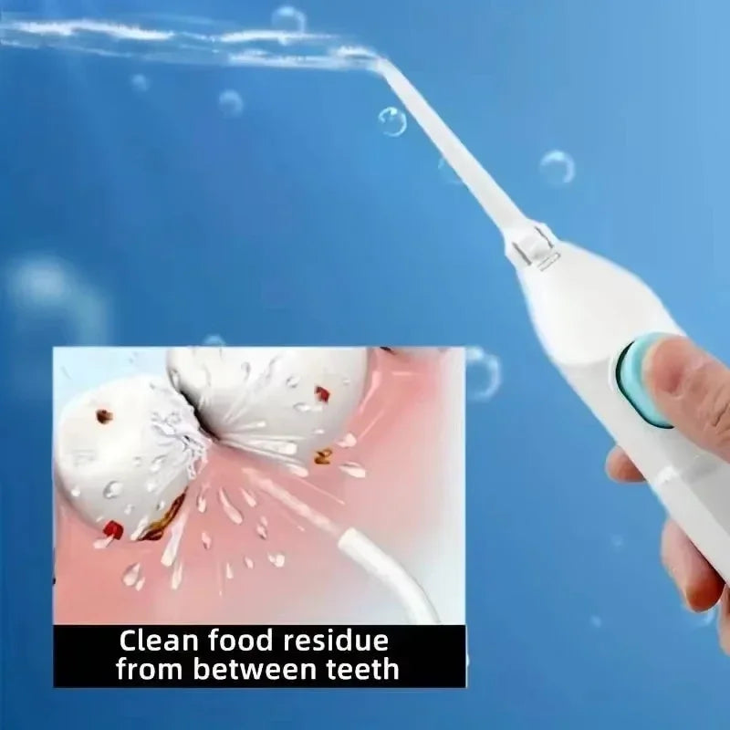 Irrigador bucal de alta presión para el hogar, portátil, con agua limpia, hilo dental, palillo de dientes manual de alta presión (2024)