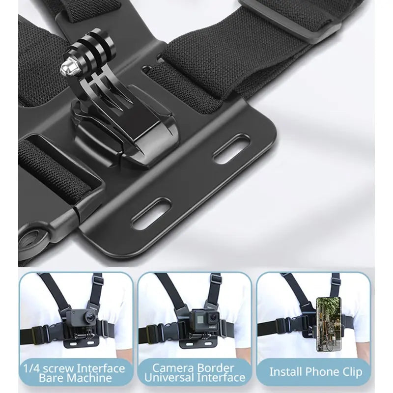 Cinturón de montaje con correa para el pecho para GoPro Hero 9, 8, 7, 6, 5, 4, Insta360 R, X2, DJI OSMO Action Camera, arnés para Go Pro, SJCAM, accesorios EKEN