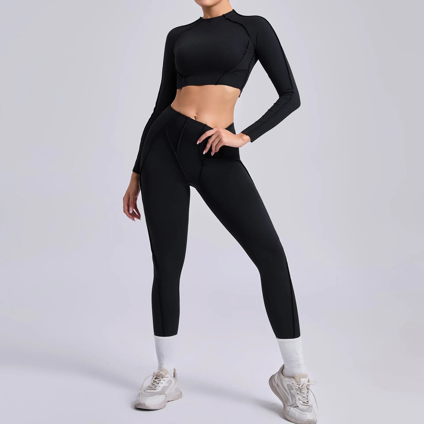 Yoga Set Workout Tracksuits 2 Pieces Gym Clothes Sportswear Yoga Suits For Women Fitness Set Sports Long Sleeved Gym Leggings