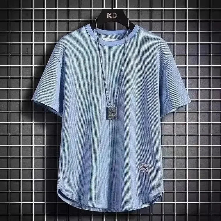 Camiseta de manga corta de seda blanca de hielo, fina, holgada, de talla grande, con cuello redondo, media manga, cinco mangas, informal, transpirable, para verano