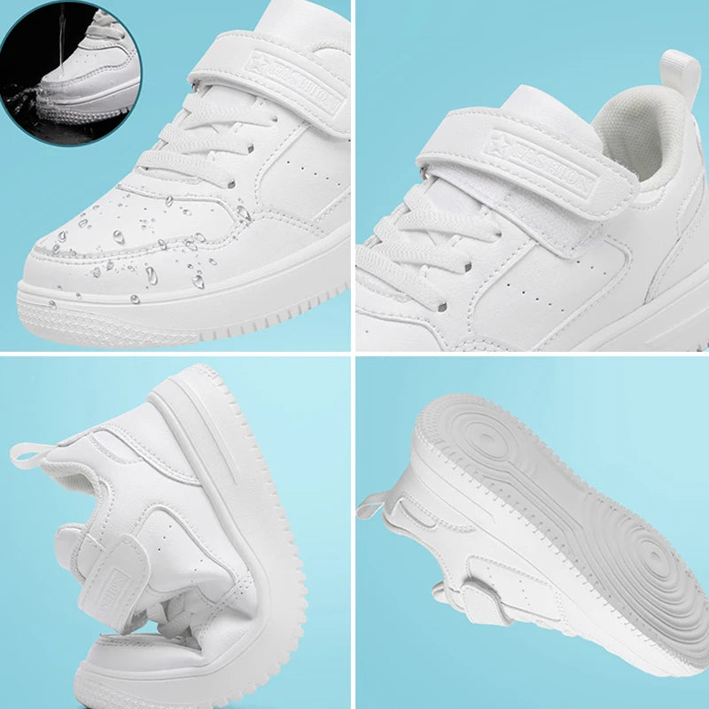 Zapatillas deportivas blancas de moda para niños y niñas, calzado deportivo antideslizante para exteriores, cómodo y para caminar.