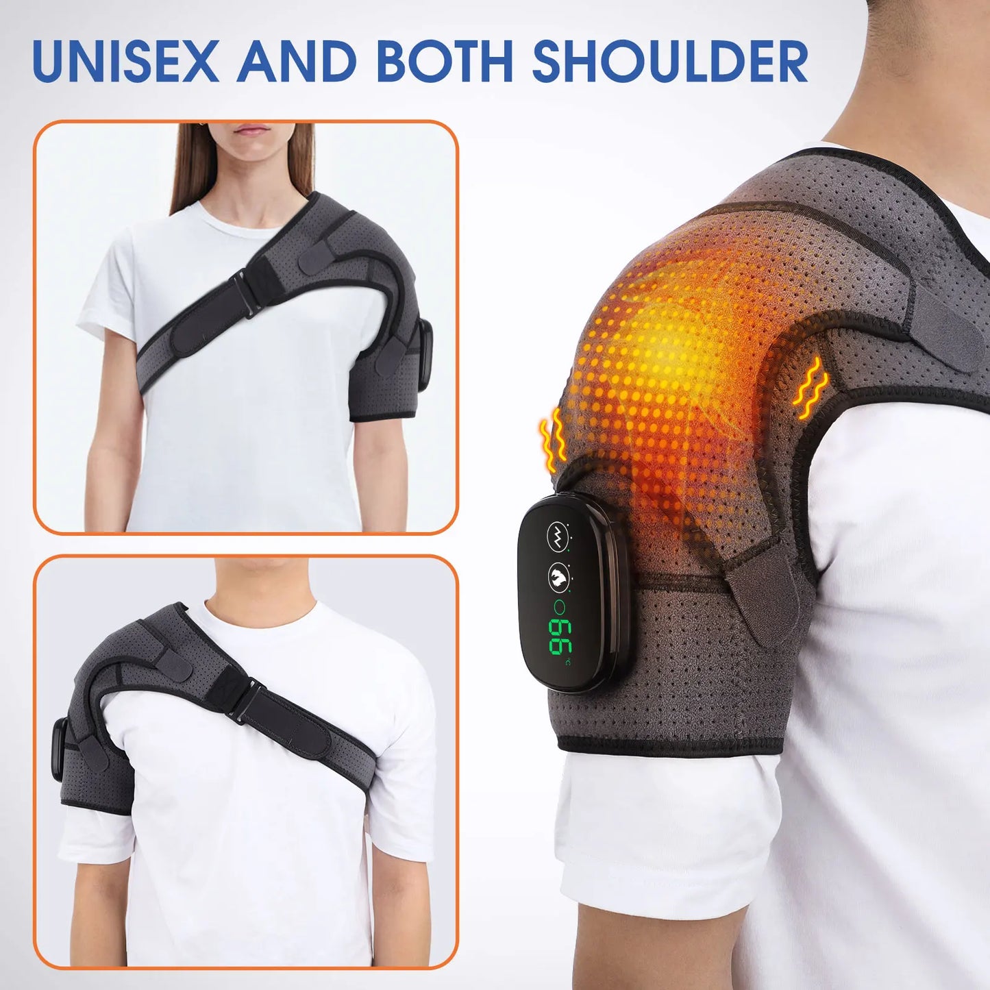 Masajeador de hombros con calefacción eléctrica, soporte para espalda y hombros con calefacción, cinturón de masaje de hombros con calefacción ajustable para la relajación muscular del brazo.