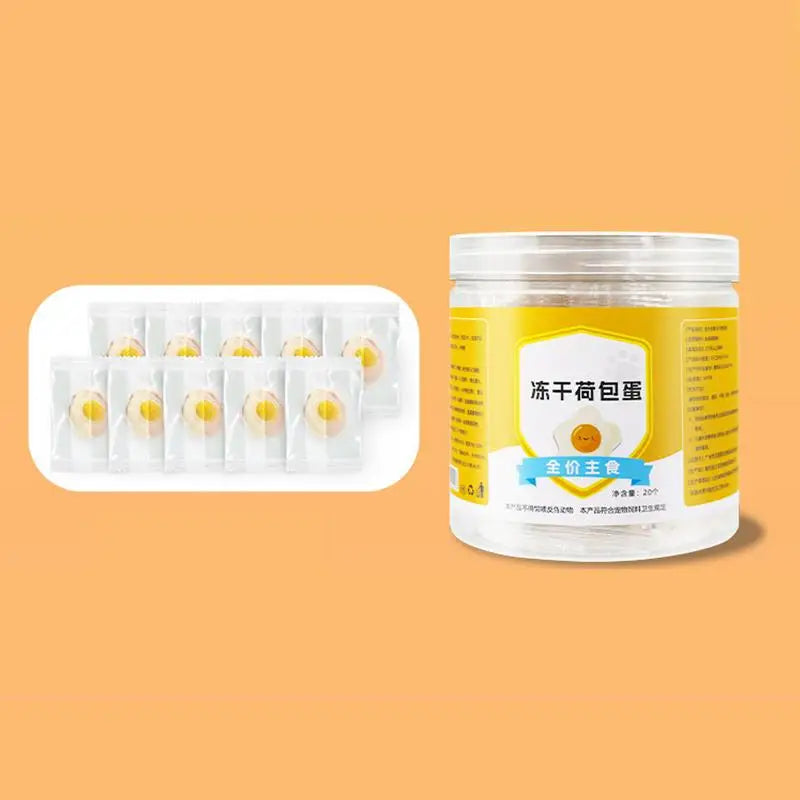 20 piezas de huevos escalfados para mascotas, bocadillos liofilizados, naturales y sin aditivos, alivian el rechinamiento de dientes de las mascotas, engordan nutricionalmente de forma saludable.