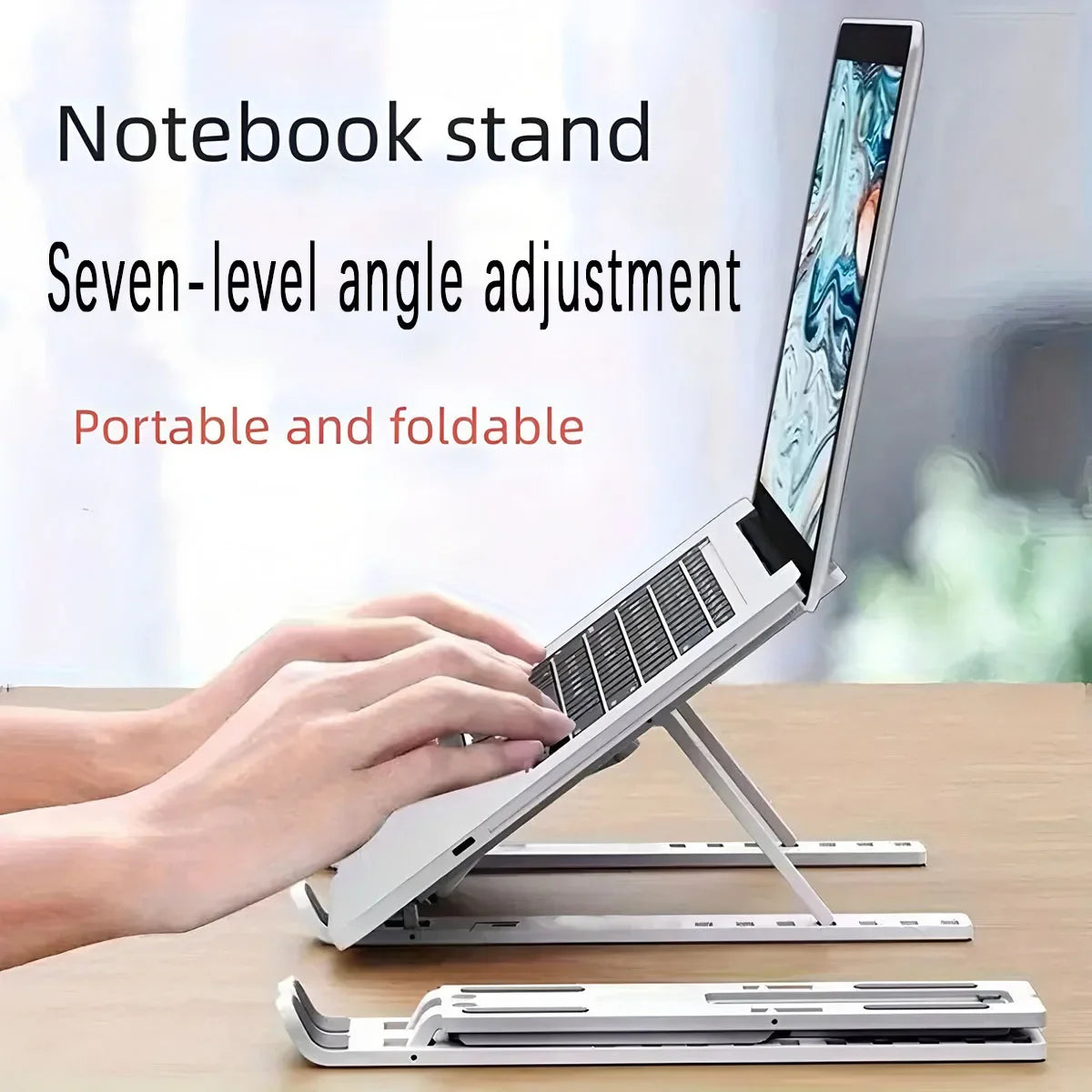 Soporte multifuncional para computadora portátil con siete niveles ajustables en ángulo, soporte plegable para computadora portátil, escritorio, elevación y refrigeración, soporte para tableta
