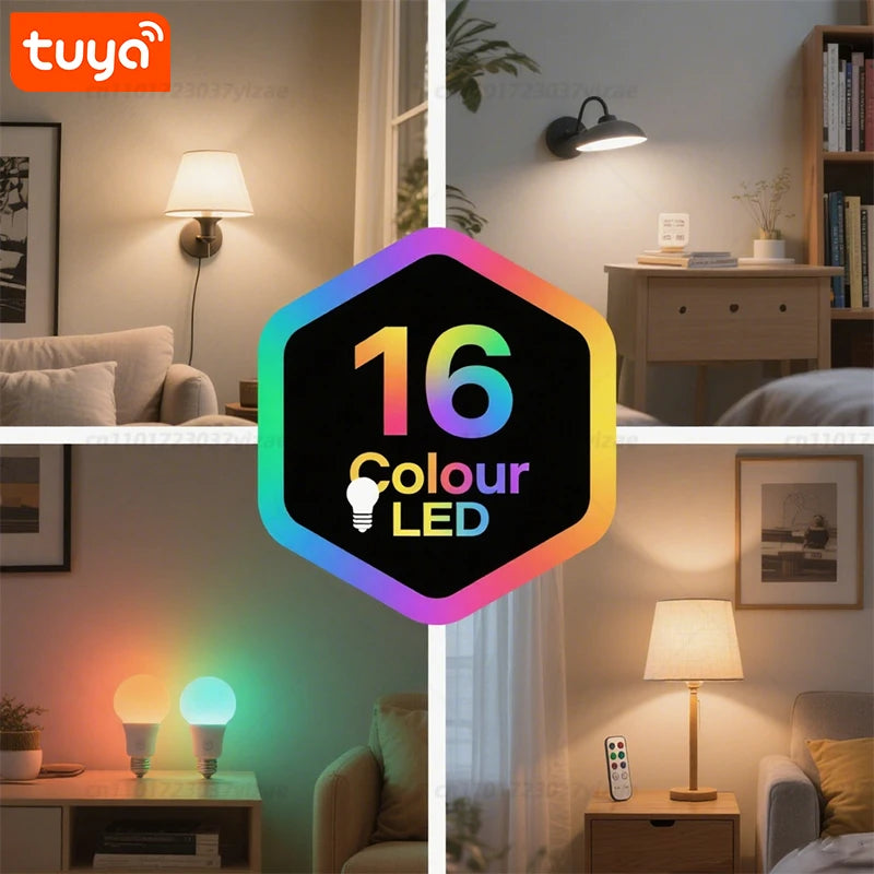 Bombillas inteligentes Tuya con Bluetooth y WiFi, E27, LED RGB, 9 W, 15 W, control por voz con la aplicación Smart Life, Alexa, Google Home.