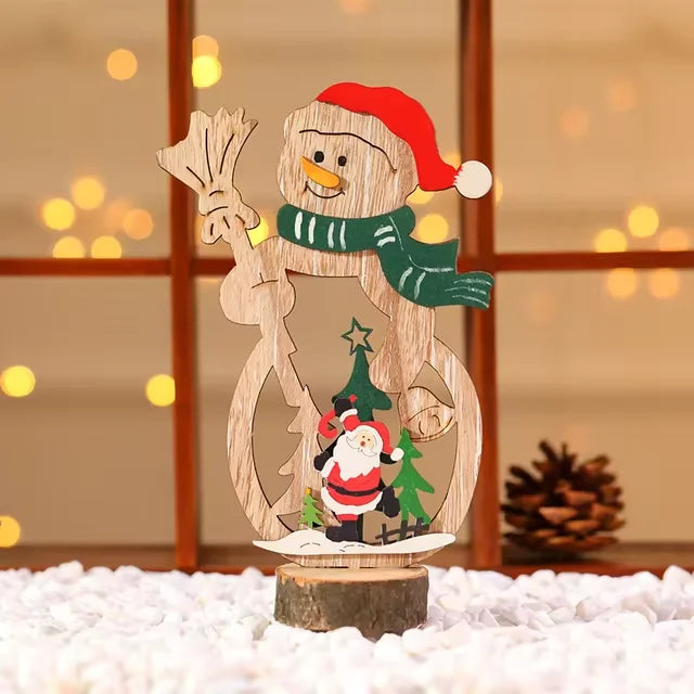 Decoración navideña DIY, manualidades de madera, adornos creativos, Papá Noel, muñeco de nieve, reno, decoración de escritorio navideña, regalos