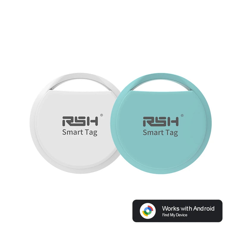 Rastreador GPS Bluetooth original de la marca RSH para teléfonos Android. Funciona con la aplicación Google Find My. Buscador de llaves para mascotas para Xiaomi y Samsung Pixel.