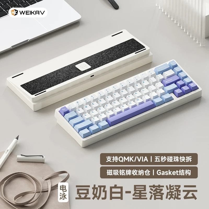 Teclado mecánico para juegos Weikav Lucky65 V2 RGB con junta intercambiable en caliente, estructura de 3 modos, aleación de aluminio, accesorio para PC