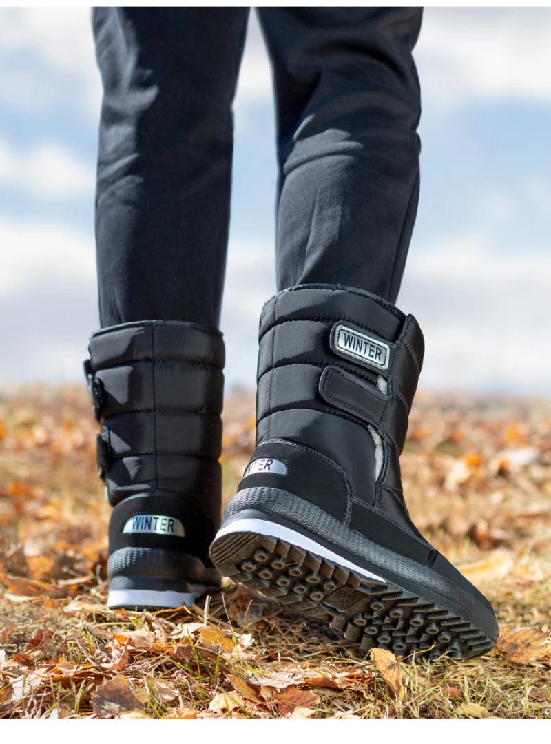 Botas de nieve gruesas, antideslizantes, cálidas, de terciopelo, para hombre y mujer, de algodón, para invierno.