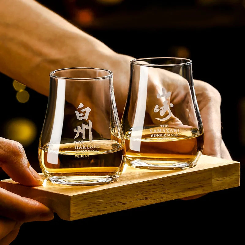 Vasos de whisky Old Fashioned redondos, transparentes, con forma de huevo y bandeja de madera, vasos de whisky, cristalería para bar de bourbon
