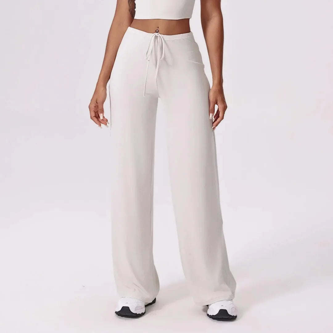 Pantalones de yoga deportivos, finos, transpirables, de pierna ancha, holgados, acampanados, para correr al aire libre, rectos, para mujer.
