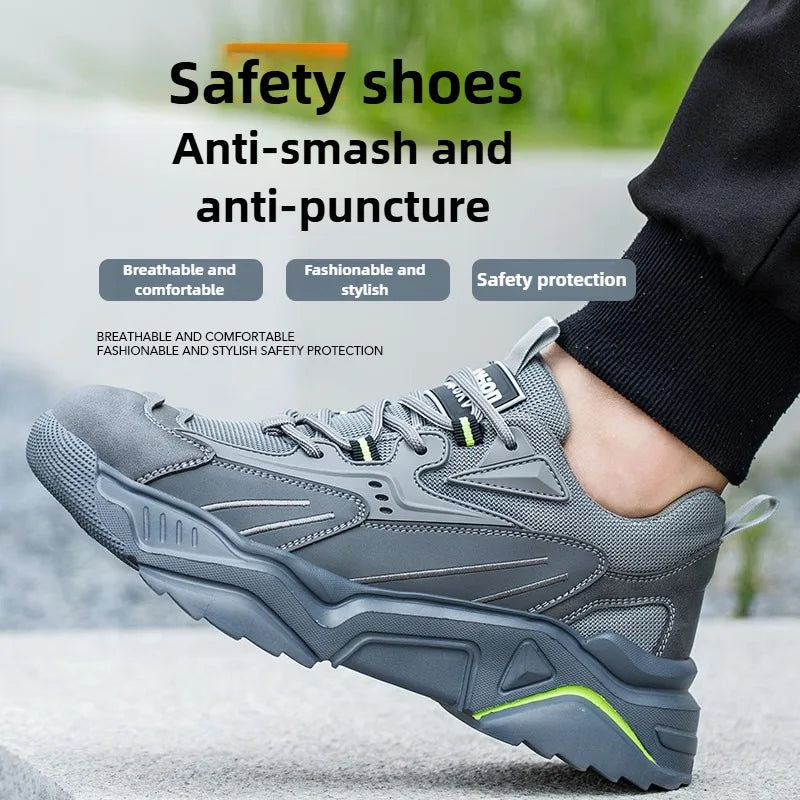 Safety Shoes Lightweight Breathable Steel Toe Anti Smash Puncture Proof Kevlar Soft Sole Insulated Work Sneakers for Men Women