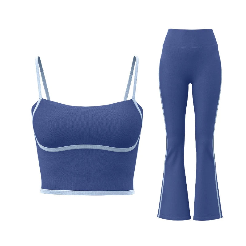 Nuevo traje deportivo para mujer, con efecto push-up, chaleco con tirantes ajustables, cintura alta, micropantalón y traje de yoga de alta elasticidad.